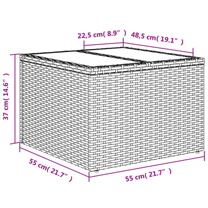 Tuintafel met glazen blad 55x55x37 cm poly rattan zwart - AllerleiShop