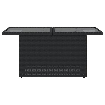 Tuintafel met glazen blad 100x55x73 cm poly rattan zwart - AllerleiShop