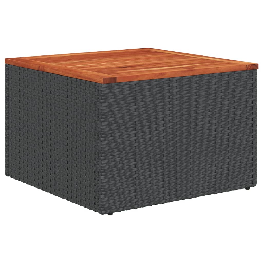 Tuintafel 55x55x37 cm poly rattan en acaciahout zwart - AllerleiShop