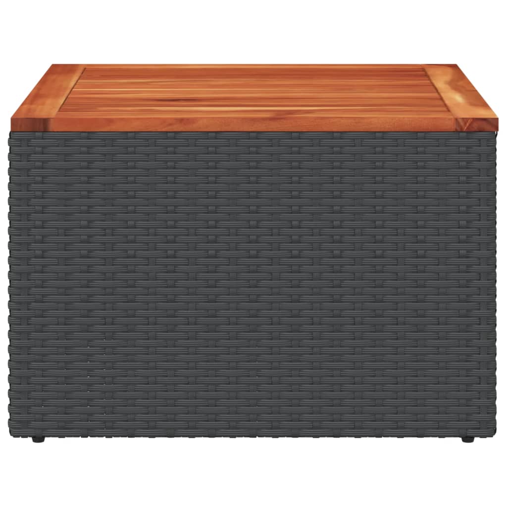 Tuintafel 55x55x37 cm poly rattan en acaciahout zwart - AllerleiShop