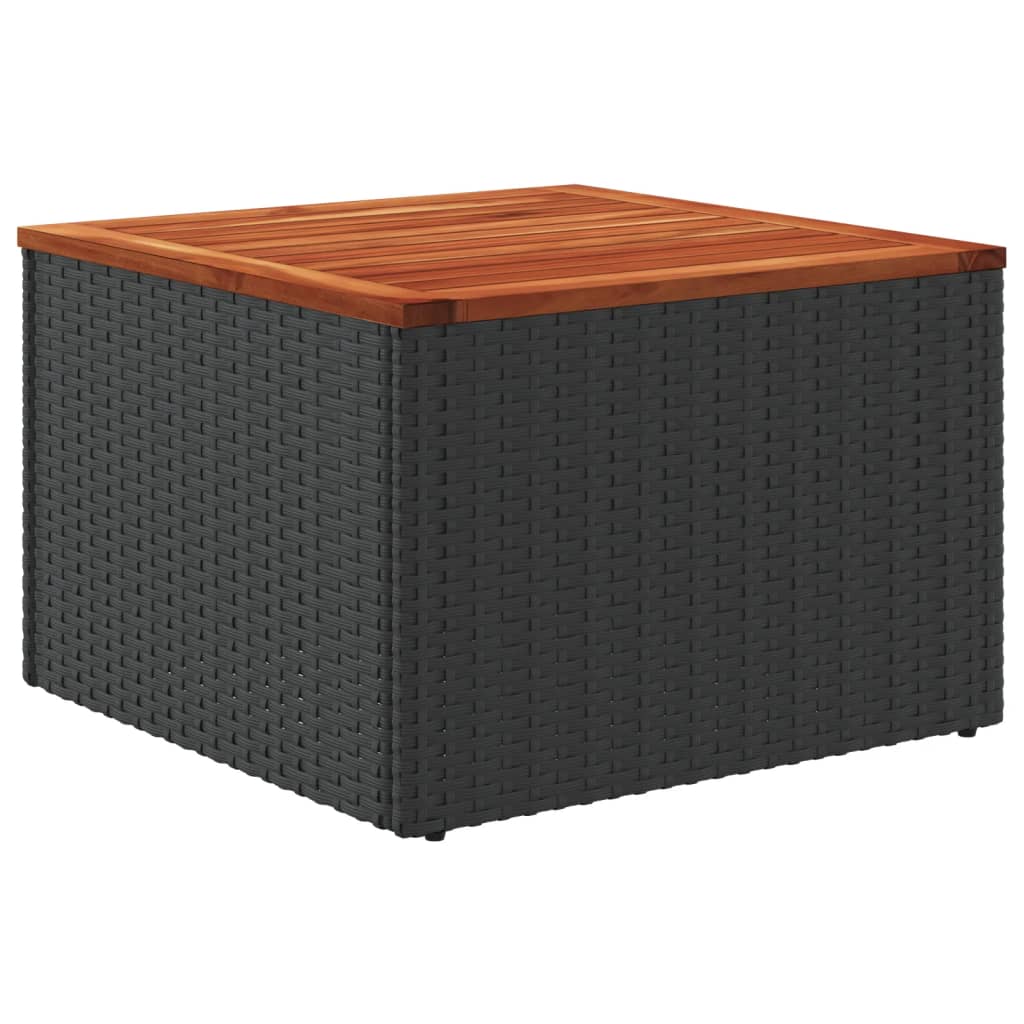 Tuintafel 55x55x37 cm poly rattan en acaciahout zwart - AllerleiShop