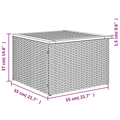 Tuintafel 55x55x37 cm poly rattan en acaciahout zwart - AllerleiShop