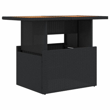 Tuintafel 100x55x73 cm poly rattan en acaciahout zwart - AllerleiShop