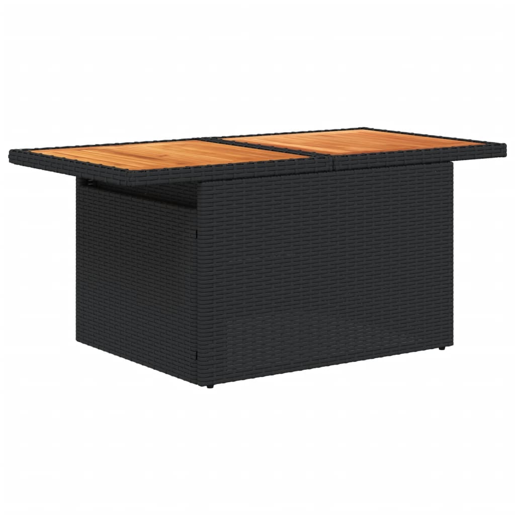 Tuintafel 100x55x73 cm poly rattan en acaciahout zwart - AllerleiShop