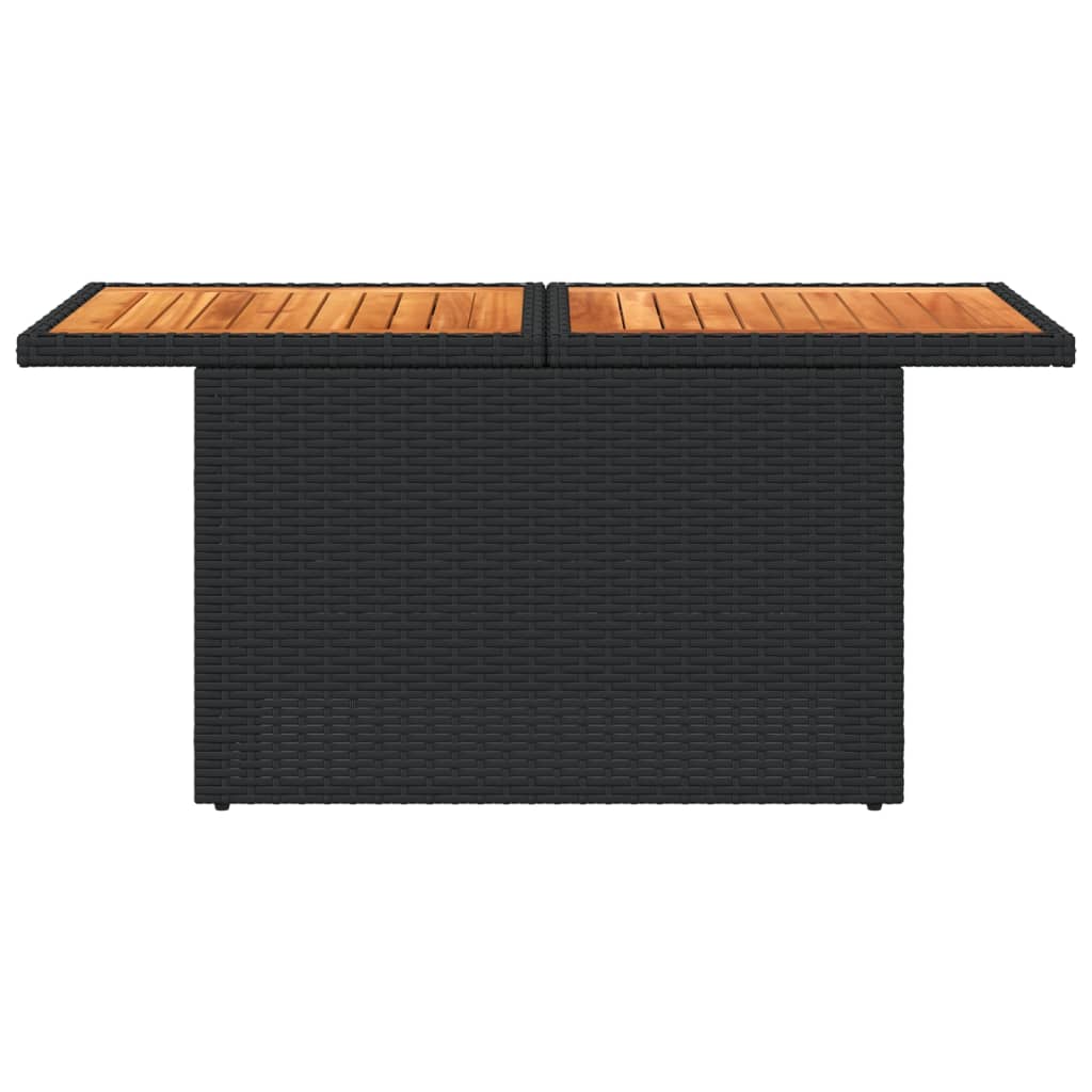 Tuintafel 100x55x73 cm poly rattan en acaciahout zwart - AllerleiShop