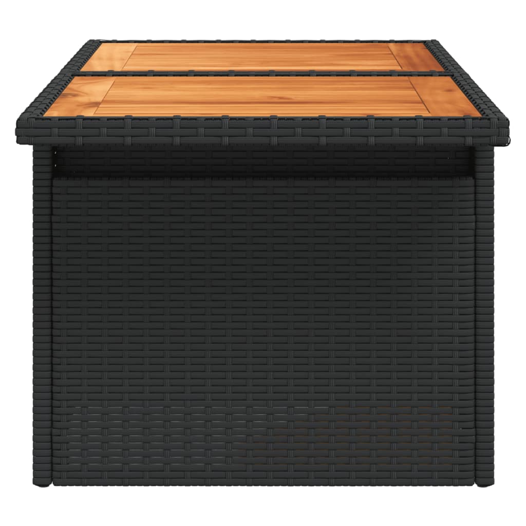 Tuintafel 100x55x73 cm poly rattan en acaciahout zwart - AllerleiShop