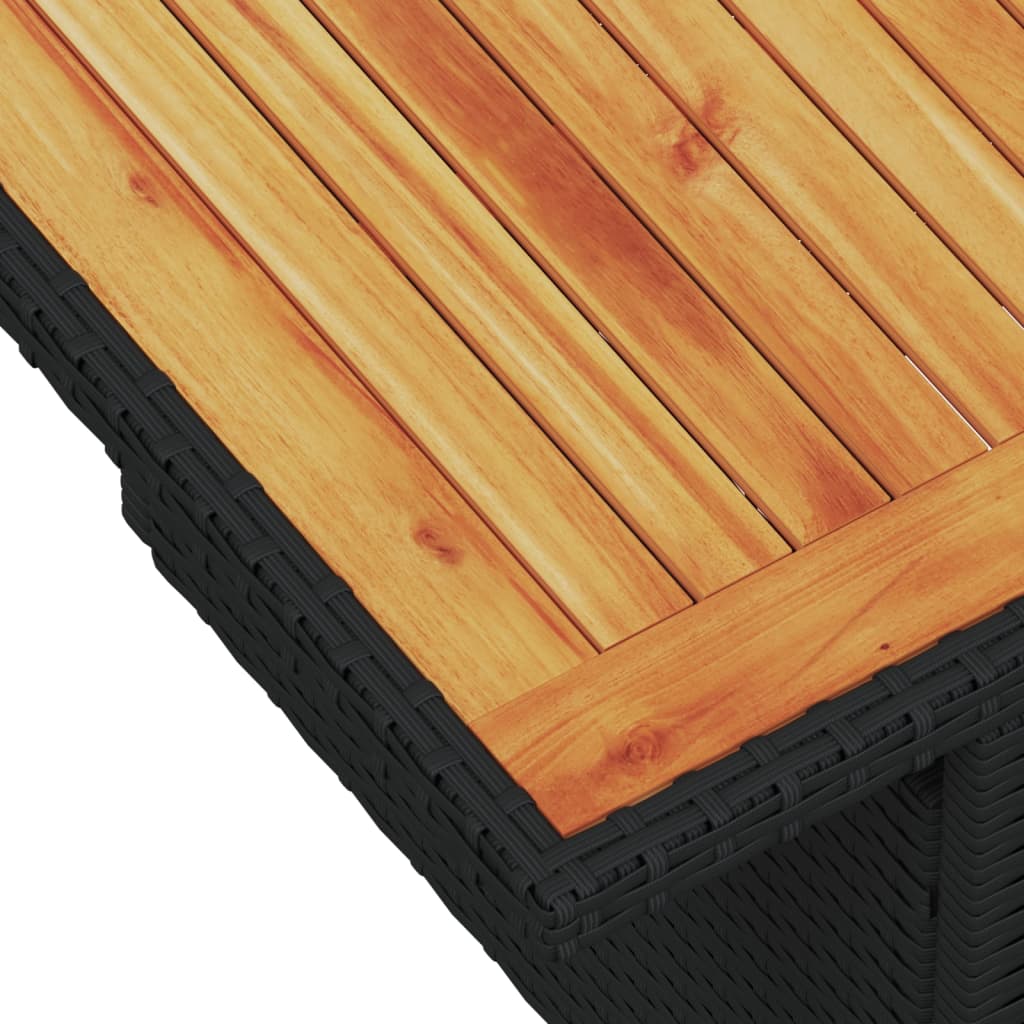 Tuintafel 100x55x73 cm poly rattan en acaciahout zwart - AllerleiShop