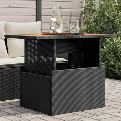 Tuintafel 100x55x73 cm poly rattan en acaciahout zwart - AllerleiShop