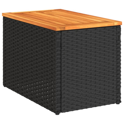 Tuinbijzettafels 2 st 55x34x37 cm hout poly rattan zwart - AllerleiShop