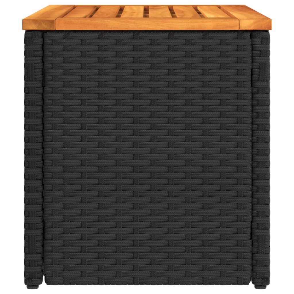 Tuinbijzettafels 2 st 55x34x37 cm hout poly rattan zwart - AllerleiShop