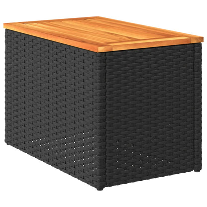 Tuinbijzettafels 2 st 55x34x37 cm hout poly rattan zwart - AllerleiShop