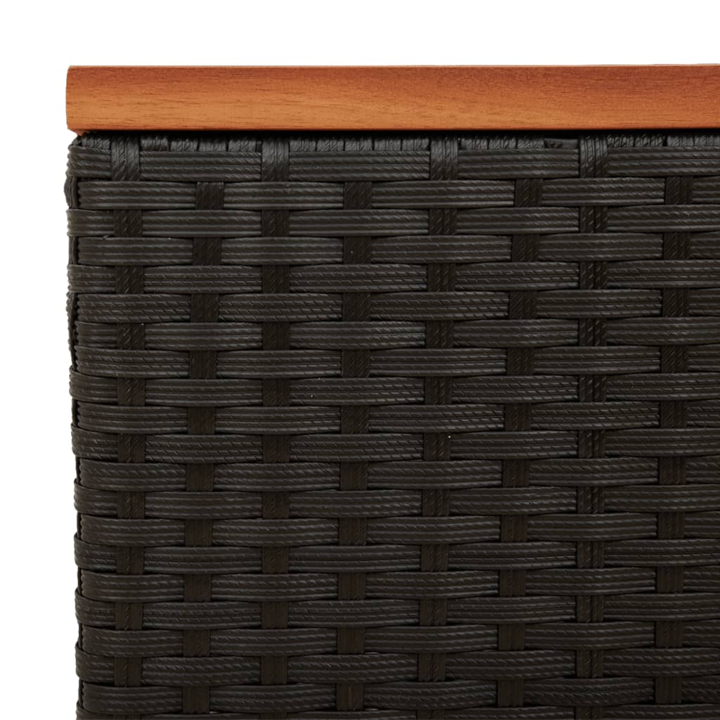 Tuinbijzettafels 2 st 55x34x37 cm hout poly rattan zwart - AllerleiShop