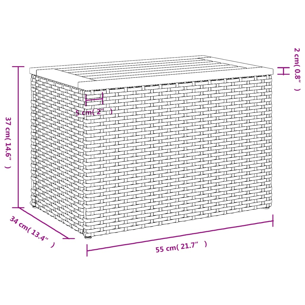 Tuinbijzettafels 2 st 55x34x37 cm hout poly rattan zwart - AllerleiShop