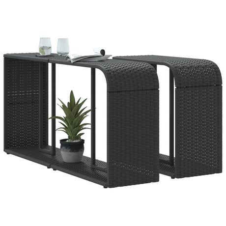 Opbergschappen 2 st poly rattan zwart - AllerleiShop