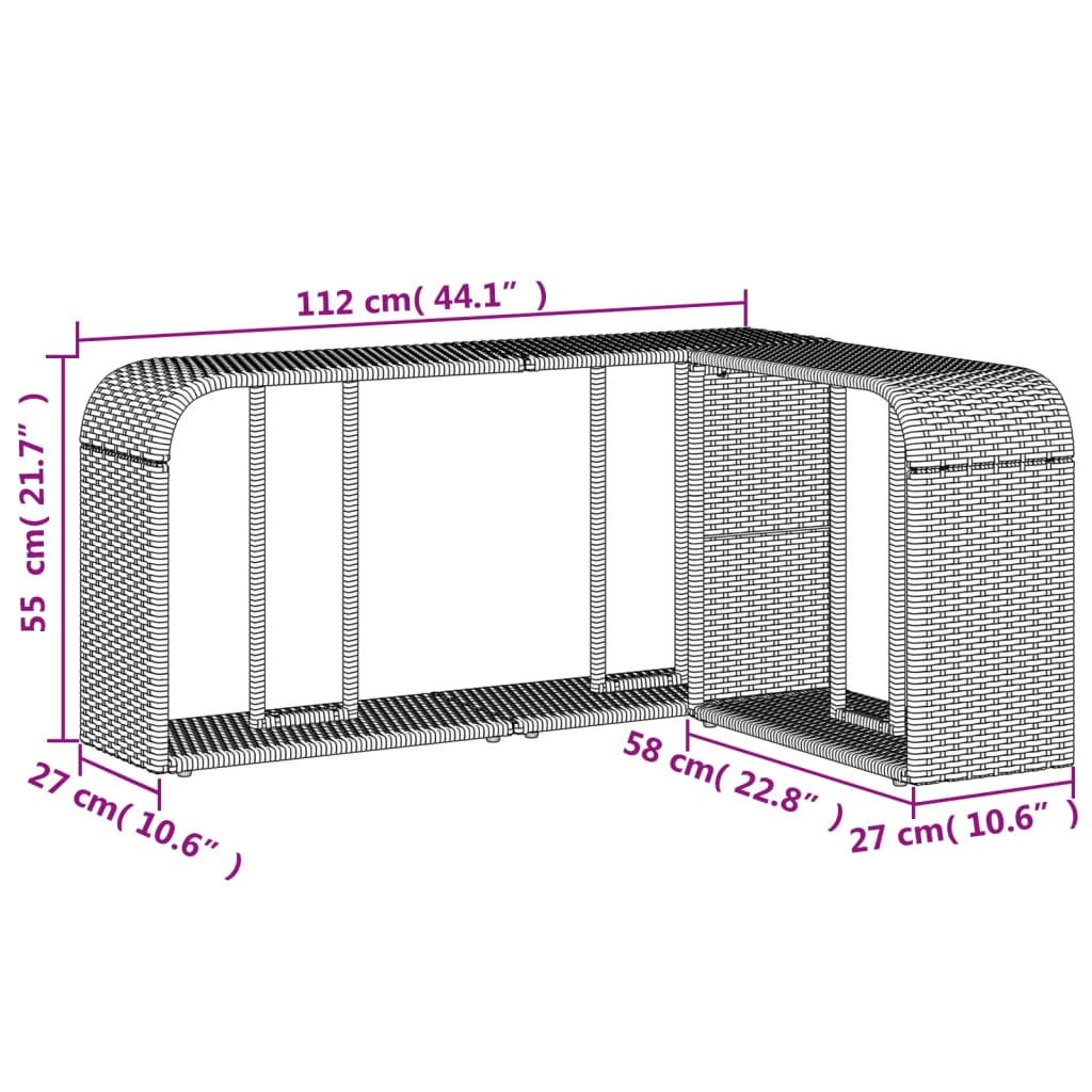 Opbergschappen 2 st poly rattan zwart - AllerleiShop