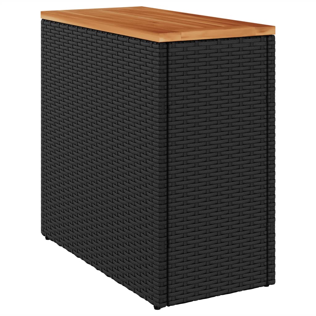 Tuinbijzettafel met houten blad 58x27,5x55 cm poly rattan zwart - AllerleiShop