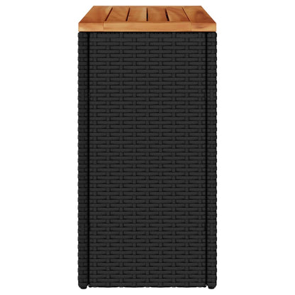 Tuinbijzettafel met houten blad 58x27,5x55 cm poly rattan zwart - AllerleiShop