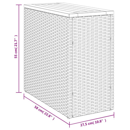 Tuinbijzettafel met houten blad 58x27,5x55 cm poly rattan zwart - AllerleiShop