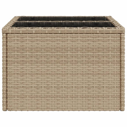 Tuintafel met glazen blad 55x55x37 cm poly rattan beige - AllerleiShop