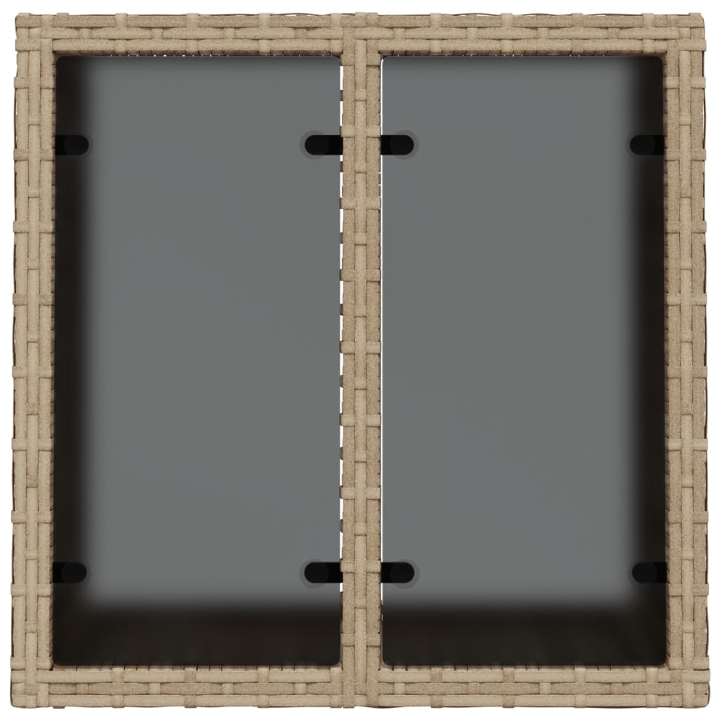 Tuintafel met glazen blad 55x55x37 cm poly rattan beige - AllerleiShop