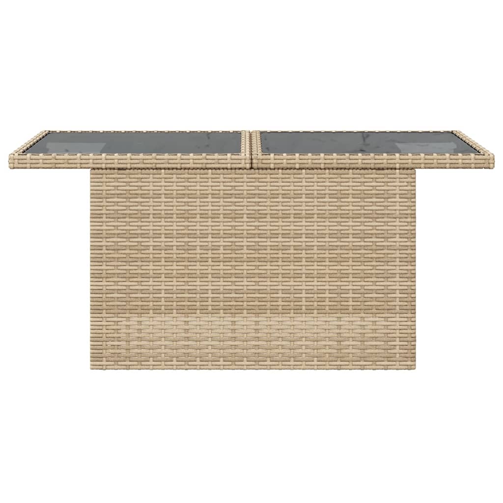 Tuintafel met glazen blad 100x55x73 cm poly rattan beige - AllerleiShop