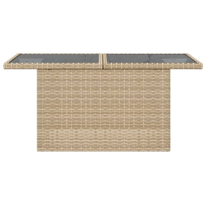 Tuintafel met glazen blad 100x55x73 cm poly rattan beige - AllerleiShop