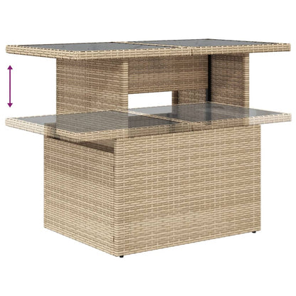 Tuintafel met glazen blad 100x55x73 cm poly rattan beige - AllerleiShop