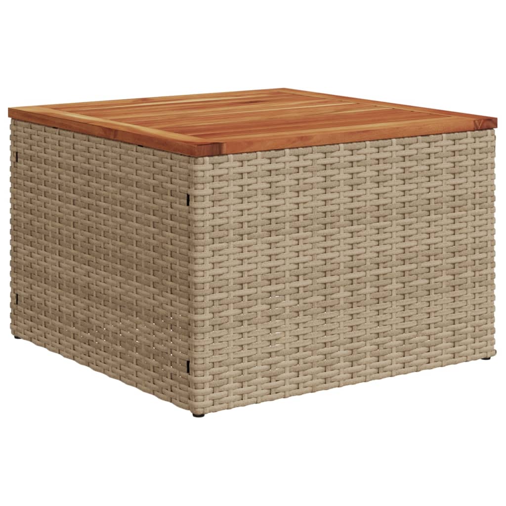 Tuintafel 55x55x37 cm poly rattan en acaciahout beige - AllerleiShop