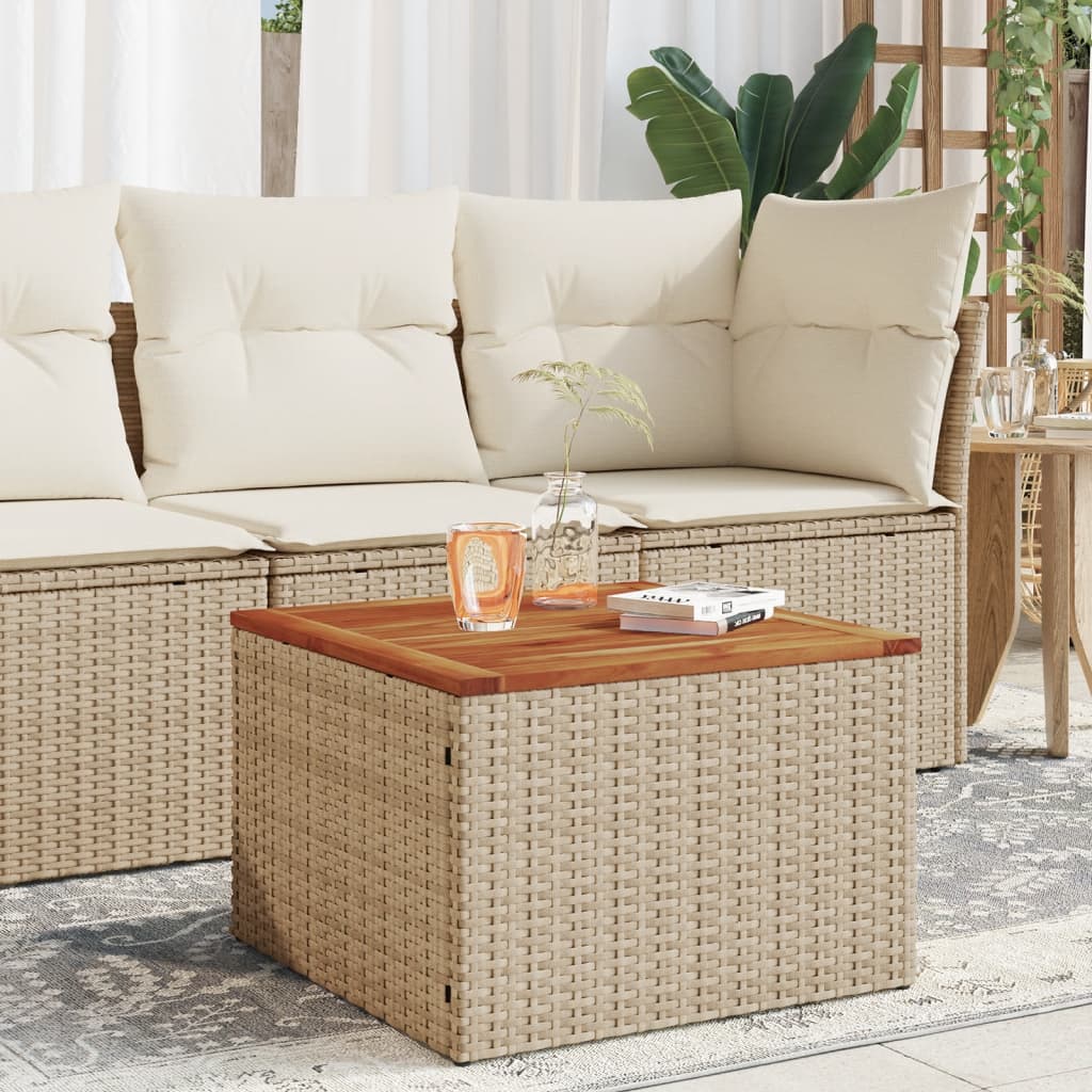 Tuintafel 55x55x37 cm poly rattan en acaciahout beige - AllerleiShop