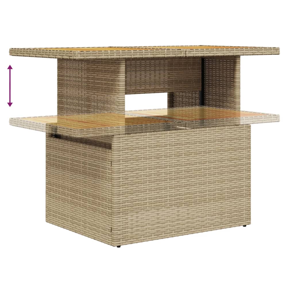 Tuintafel 100x55x73 cm poly rattan en acaciahout beige - AllerleiShop