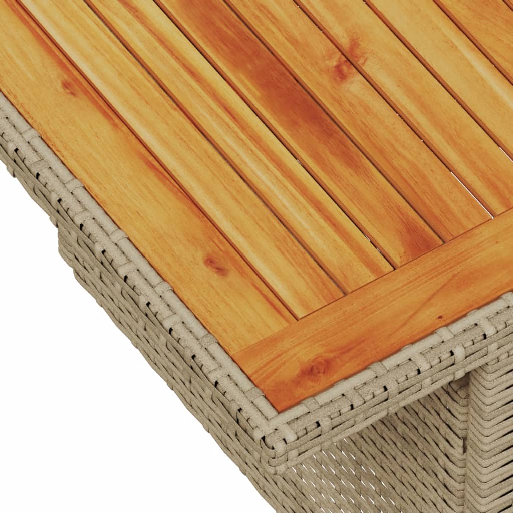 Tuintafel 100x55x73 cm poly rattan en acaciahout beige - AllerleiShop