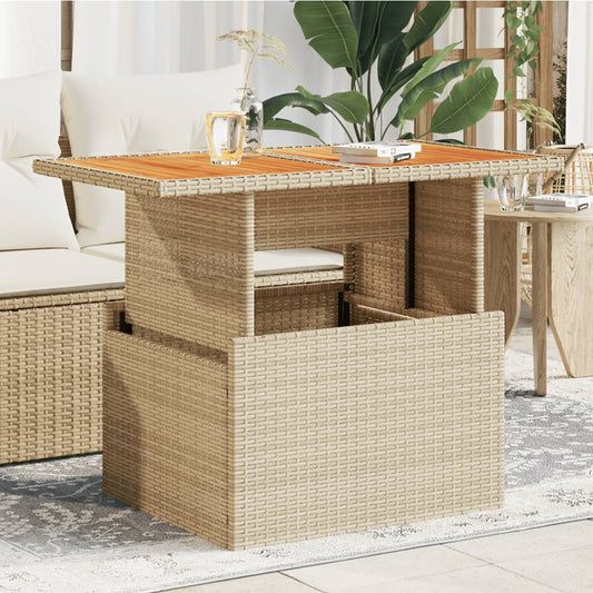 Tuintafel 100x55x73 cm poly rattan en acaciahout beige - AllerleiShop