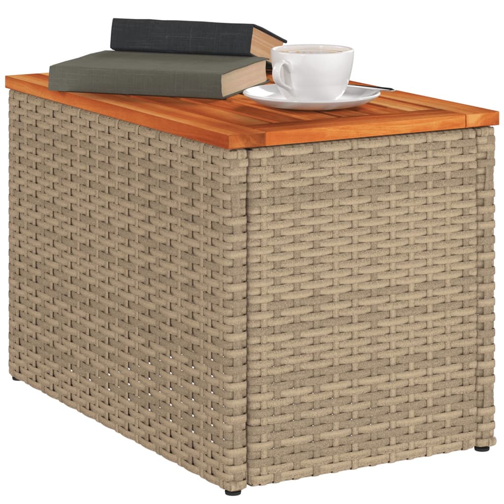 Tuinbijzettafels 2 st 55x34x37 cm poly rattan en hout beige - AllerleiShop