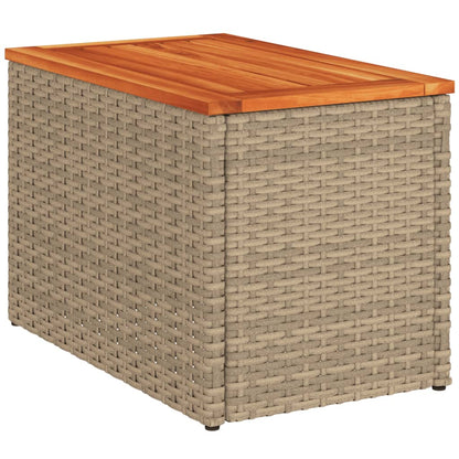 Tuinbijzettafels 2 st 55x34x37 cm poly rattan en hout beige - AllerleiShop