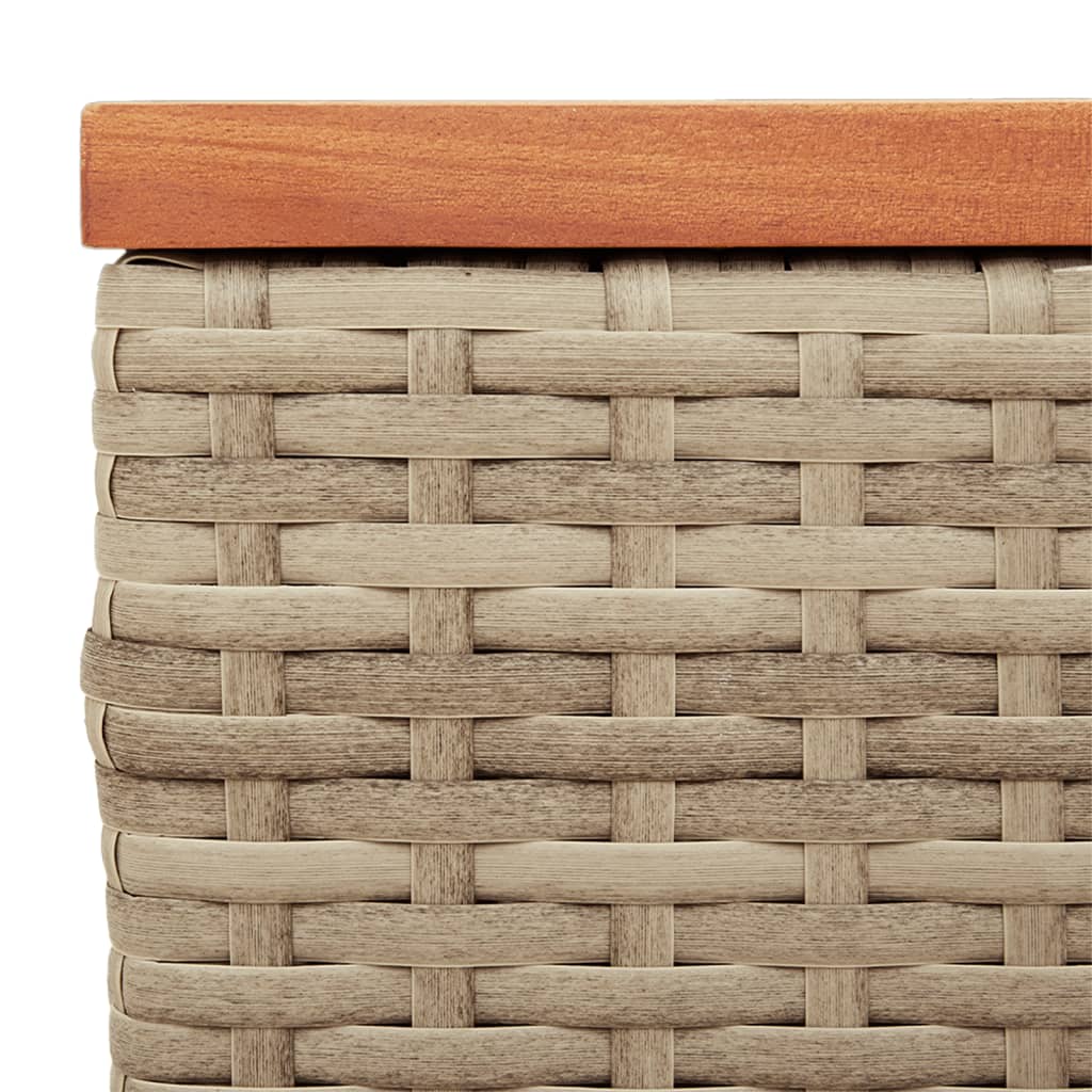 Tuinbijzettafels 2 st 55x34x37 cm poly rattan en hout beige - AllerleiShop