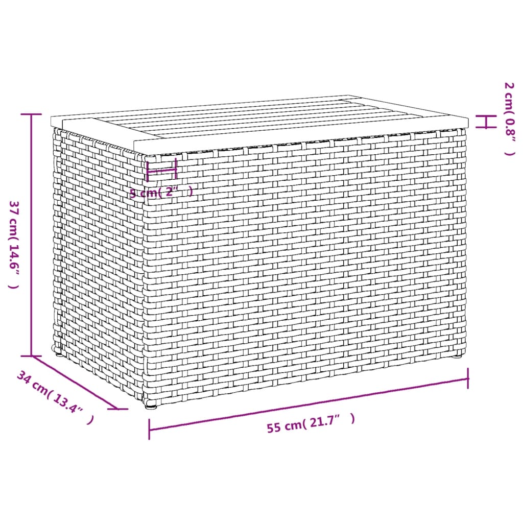 Tuinbijzettafels 2 st 55x34x37 cm poly rattan en hout beige - AllerleiShop