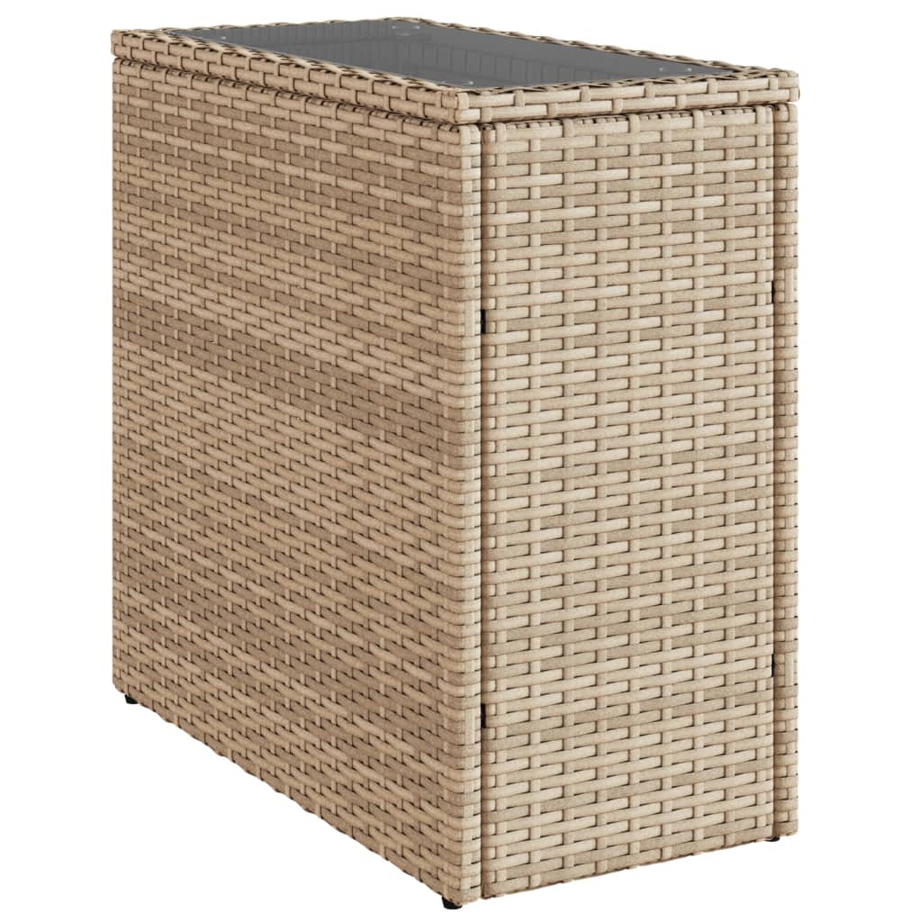 Tuinbijzettafel met glazen blad 58x27,5x55 cm poly rattan beige - AllerleiShop