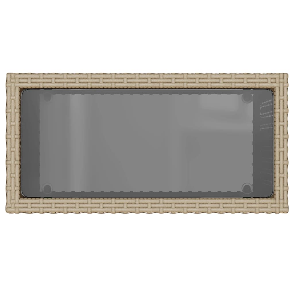 Tuinbijzettafel met glazen blad 58x27,5x55 cm poly rattan beige - AllerleiShop