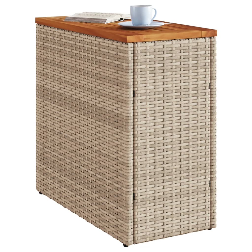 Tuinbijzettafel met houten blad 58x27,5x55 cm poly rattan beige - AllerleiShop