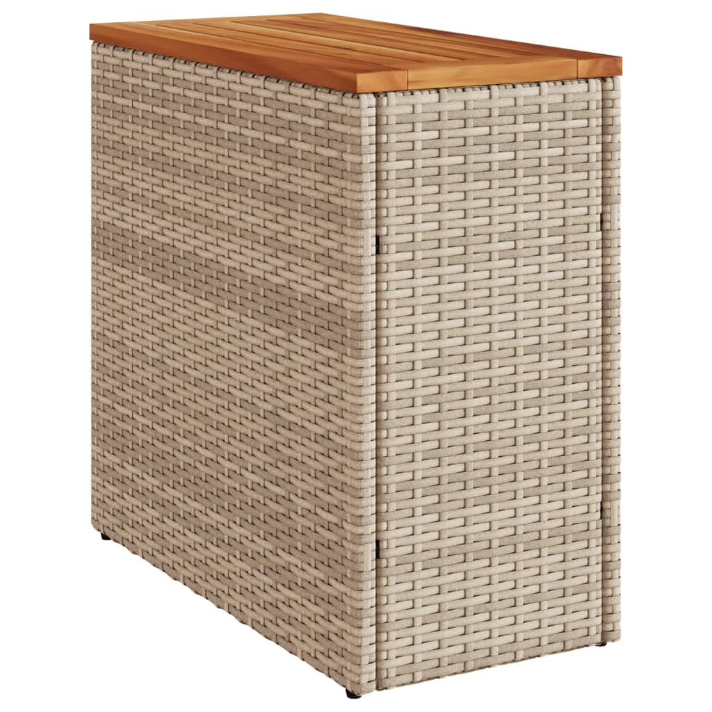 Tuinbijzettafel met houten blad 58x27,5x55 cm poly rattan beige - AllerleiShop