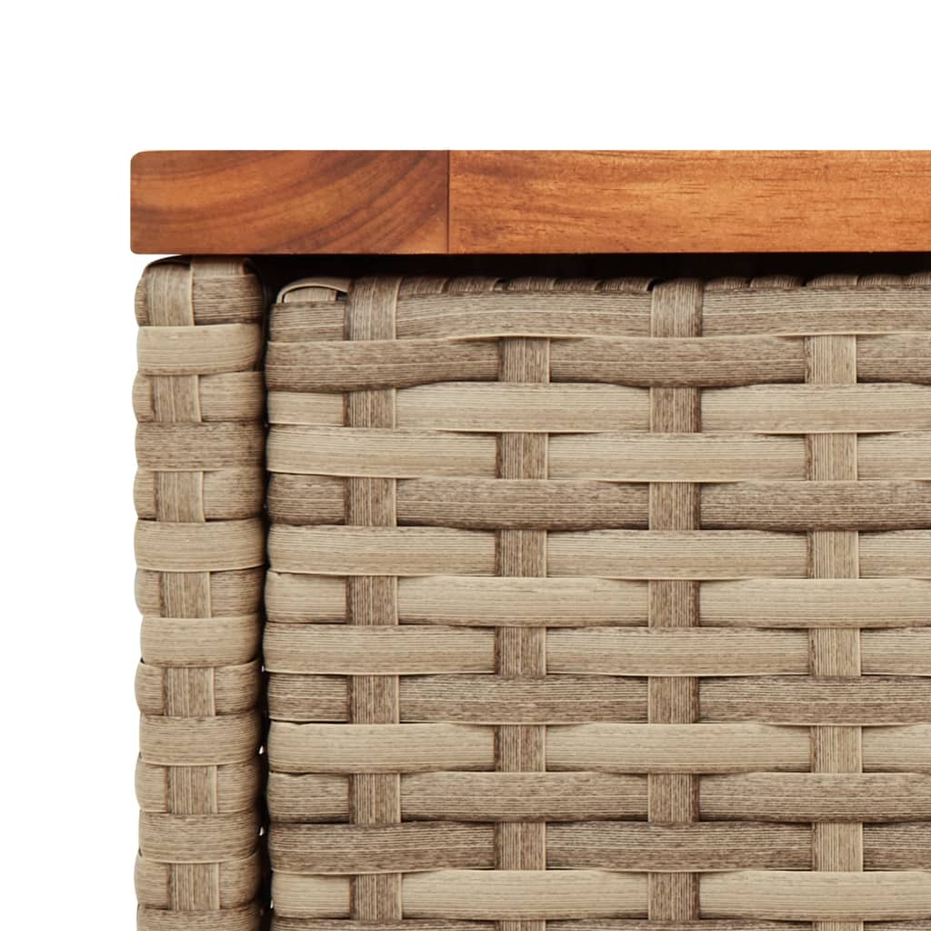 Tuinbijzettafel met houten blad 58x27,5x55 cm poly rattan beige - AllerleiShop