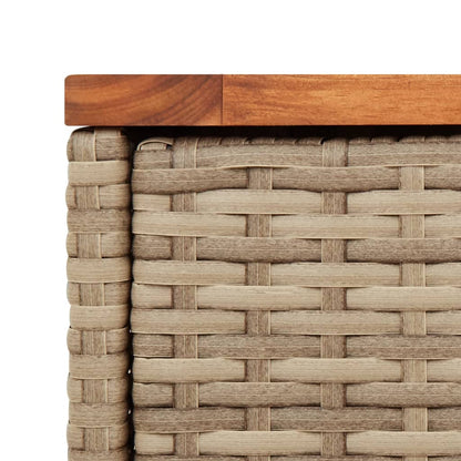 Tuinbijzettafel met houten blad 58x27,5x55 cm poly rattan beige - AllerleiShop