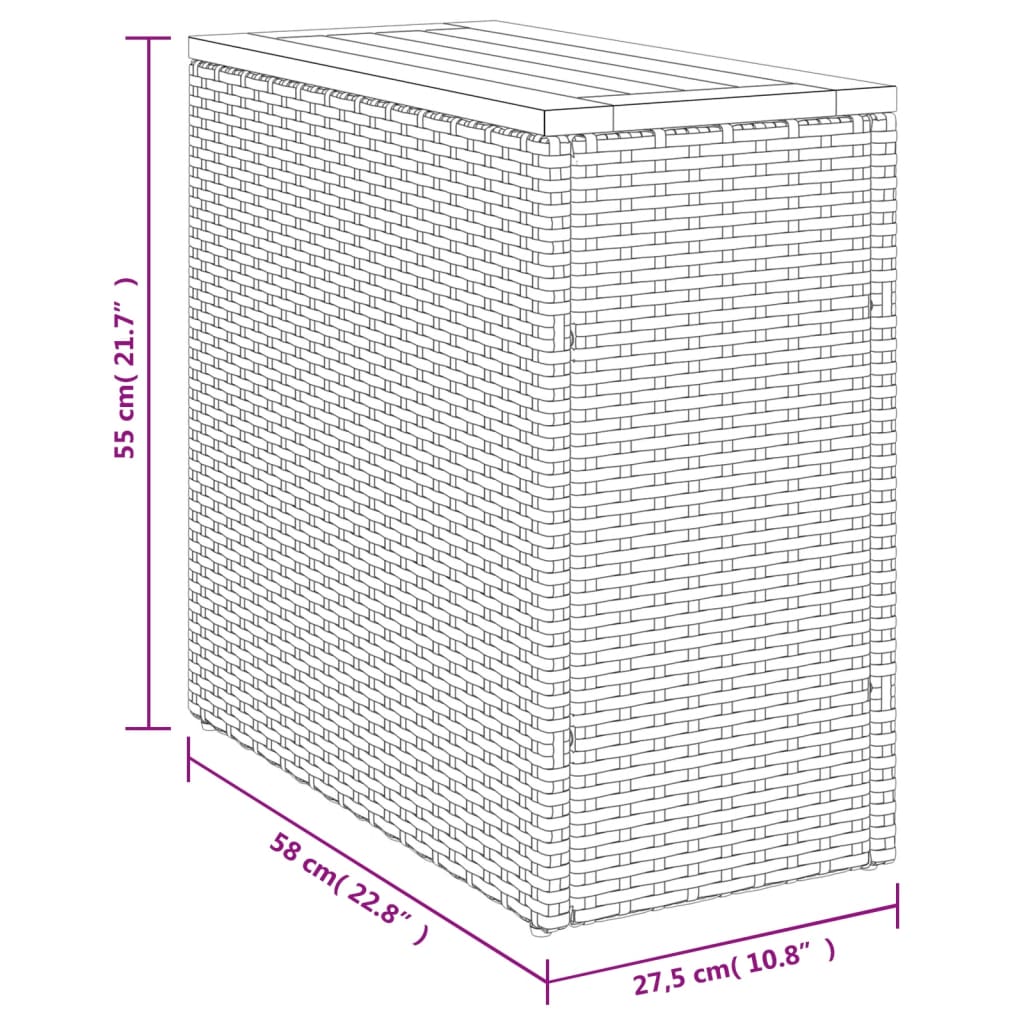 Tuinbijzettafel met houten blad 58x27,5x55 cm poly rattan beige - AllerleiShop