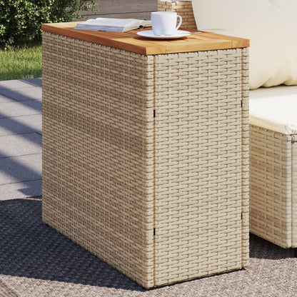 Tuinbijzettafel met houten blad 58x27,5x55 cm poly rattan beige - AllerleiShop