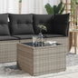 Tuintafel met glazen blad 55x55x37 cm poly rattan grijs - AllerleiShop