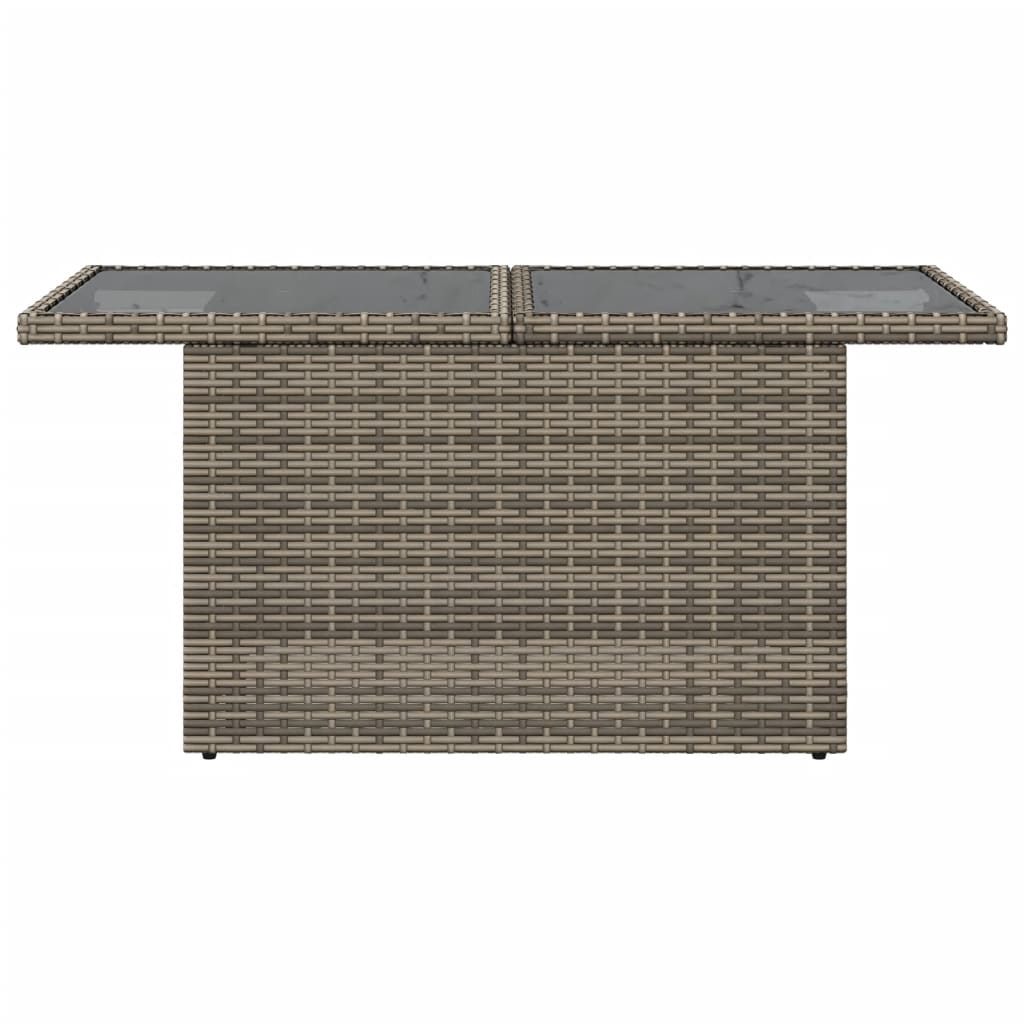 Tuintafel met glazen blad 100x55x73 cm poly rattan grijs - AllerleiShop