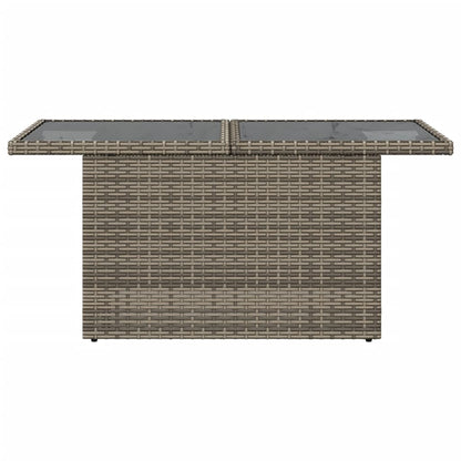 Tuintafel met glazen blad 100x55x73 cm poly rattan grijs - AllerleiShop