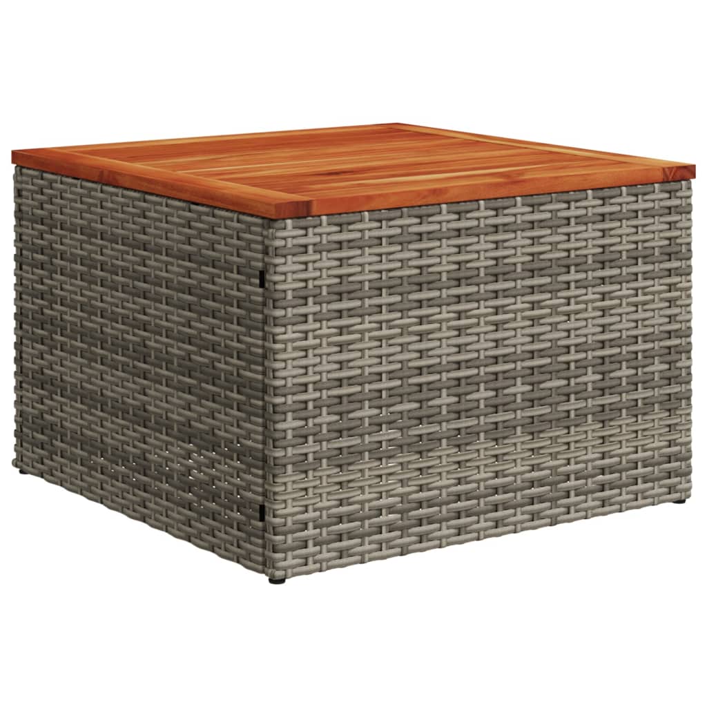 Tuintafel 55x55x37 cm poly rattan en acaciahout grijs - AllerleiShop