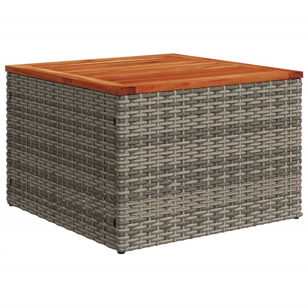 Tuintafel 55x55x37 cm poly rattan en acaciahout grijs - AllerleiShop