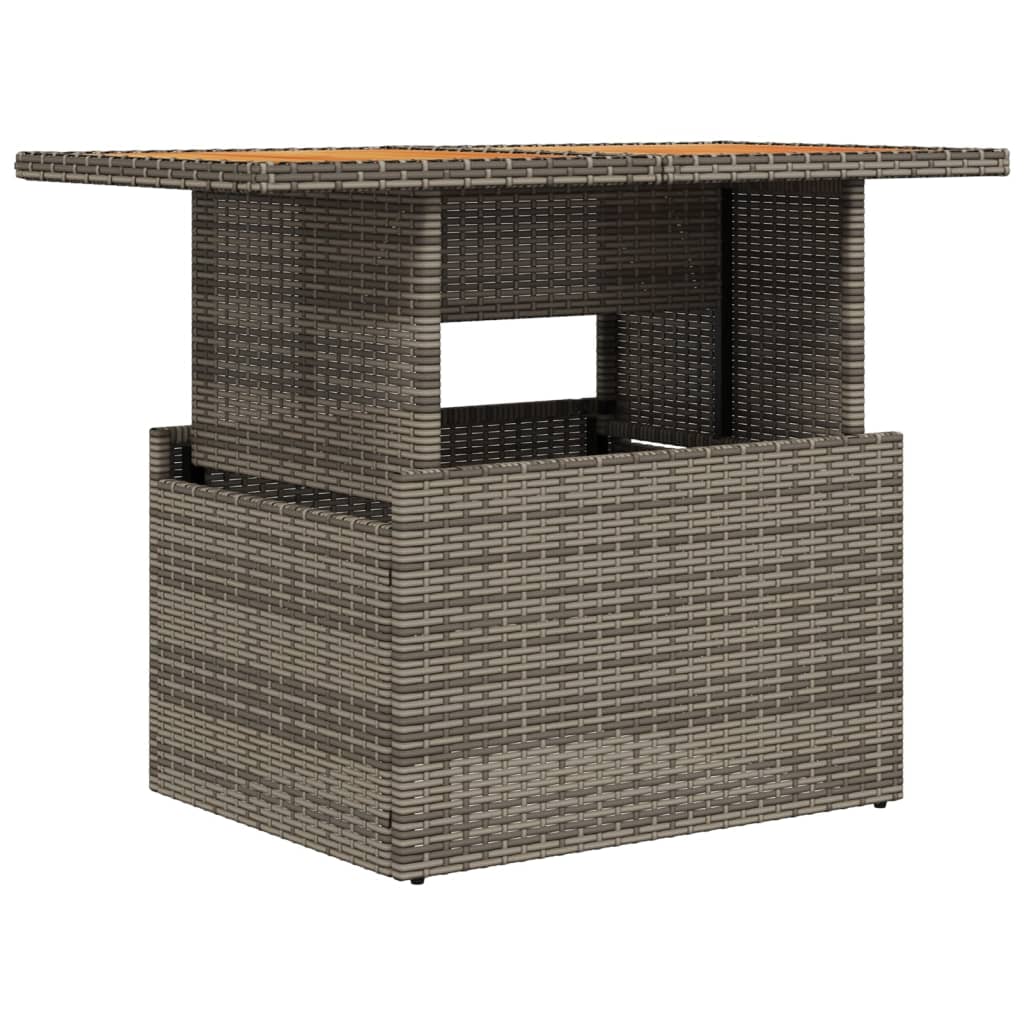 Tuintafel 100x55x73 cm poly rattan en acaciahout grijs - AllerleiShop